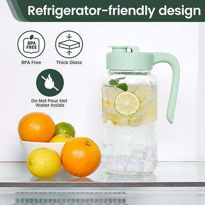 Mason Jar Pitcher - Airtight & Leakproof Glass Pitcher with Lid[set of 2], Perfect for Breastmilk, Cold Brew, and Sun Tea, 2 Quart (64 oz) Mason Jar with Pour Spout Lid - Image 5