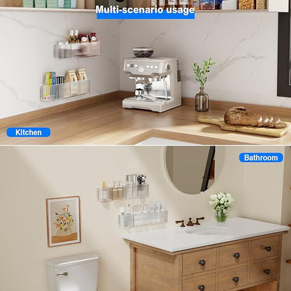 MUSTORN 2 Pack Adhesive Cabinet Door Organizer, Lid Organizers Inside Cabinet Spice Rack Food Container/Tumbler Lids Holders for Kitchen & Bathroom Wall Mounted(Acrylic) - Image 8