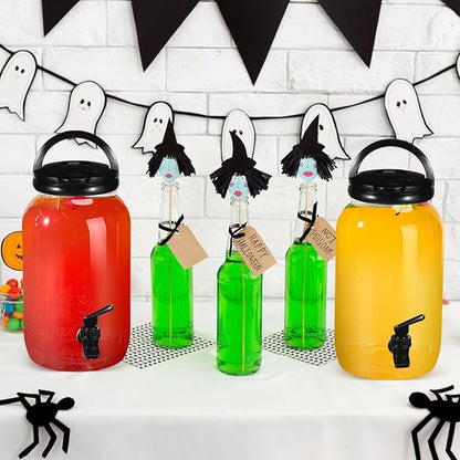 Tanlade 3 Pcs Plastic Drink Dispenser with Stand Beverage Dispenser with Sturdy Metal Base Juice Dispensers for Parties Lemonade Jar Spigot for Weddings Countertop, Each 1 Gallon(Black)