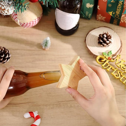 Vesici 24 Pcs Magnetic Bottle Opener 2.5in DIY Bamboo Star Shape Beer Openers Wooden Fridge Magnet Refrigerator Sticker Gift for Beer Lover Wedding Guest Kitchens Bars Parties - Image 4