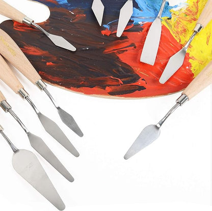 CONDA 11 Piece Stainless Steel Spatula Palette Knife Professional Palette Knife Painting Wood Handle - Image 6