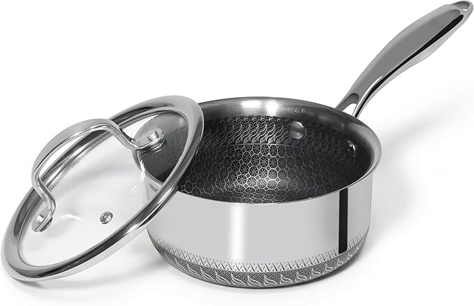 USELUCK Nonstick 2-QT Saucepan with Glass Lid,Stainless Steel Pot,Stay-Cool Handle,Dishwasher-Safe,Oven-Safe,Induciton Ready,Compatible with All Cooktops. by useluck