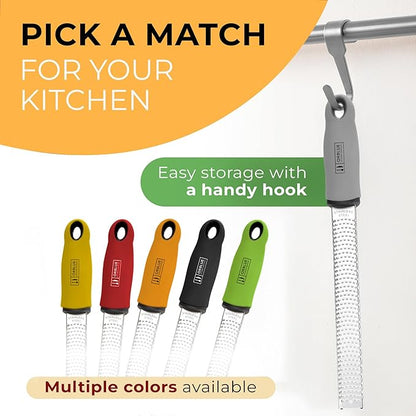 Orblue Lemon Zester & Cheese Grater - Premium Citrus Zester, Kitchen Grater for Parmesan, Chocolate, Fruits, Vegetables, Ginger, Garlic, Nutmeg - Stainless Steel Blades with Protective Cover, Gray - Image 6