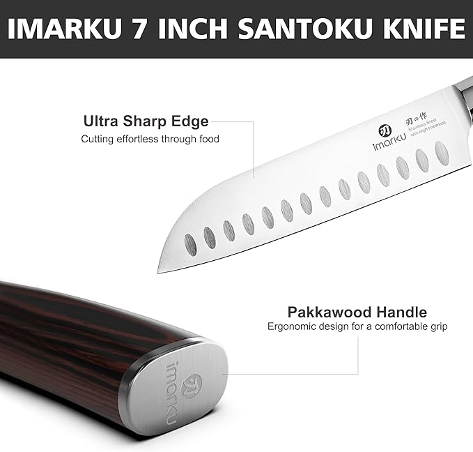imarku 3 Pieces Knife Set, Japanese High Carbon Stainless Steel Chef Knife Set, Professional Chef Knives with Ergonomic Pakkawood Handle, Ultra Sharp Cooking Knives for Kitchen & Home Cooking - Image 7
