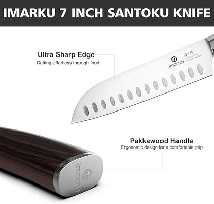 imarku 3 Pieces Knife Set, Japanese High Carbon Stainless Steel Chef Knife Set, Professional Chef Knives with Ergonomic Pakkawood Handle, Ultra Sharp Cooking Knives for Kitchen & Home Cooking - Image 7