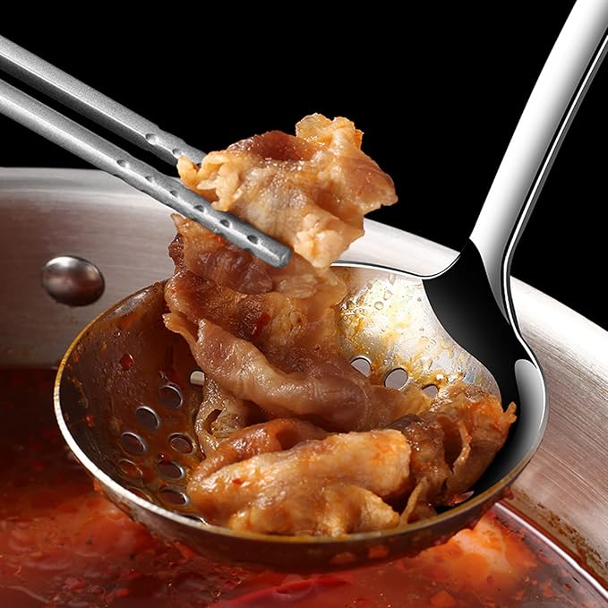 Soup Spoon Stainless Steel Heavy Duty Big Soup Ladle Colander Serving Spoon with Attractive Mirror Finish, Perfect for Hotpot Stirring, Serving Soup, Deep Wide Enough 2PCS (Soup Spoons - 12") - Image 7