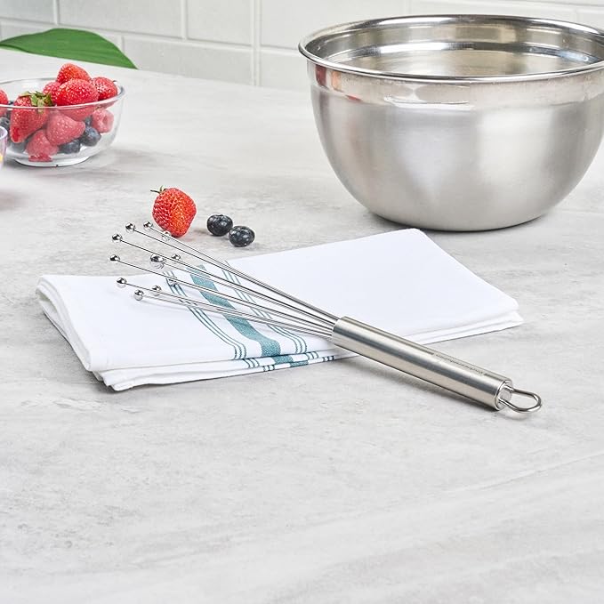 Restaurantware 10.5 in Stainless Steel Ball Whisk - 24 Pack - German Standard Egg Beater with Ergonomic Handle, Dishwasher Safe - Manual Mixer Cooking Whisk for Baking, Stirring, Sauces, Beating - Image 6