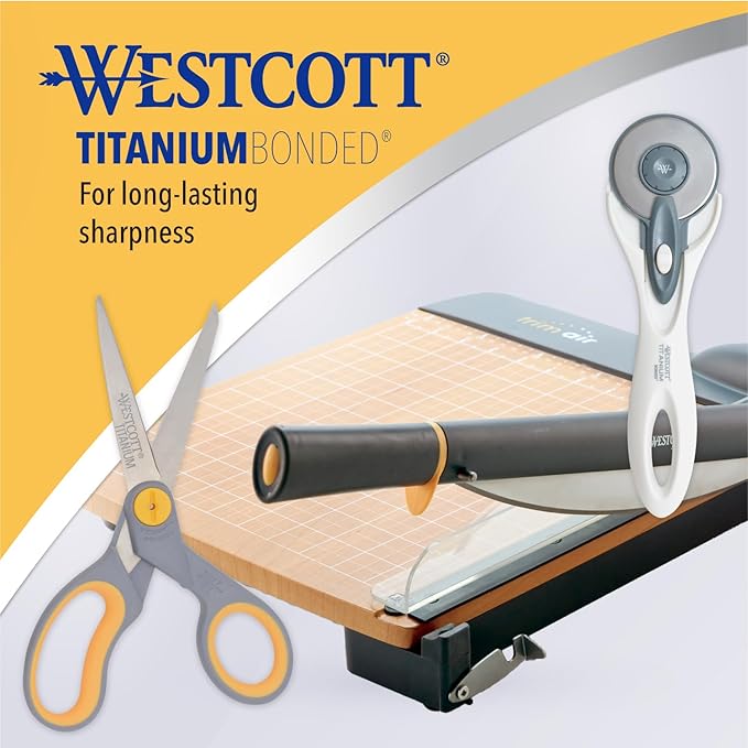 Westcott 8-Inch Titanium-Bonded Scissors with Adjustable Glide Feature for Office and Home - Gray/Yellow - Image 5