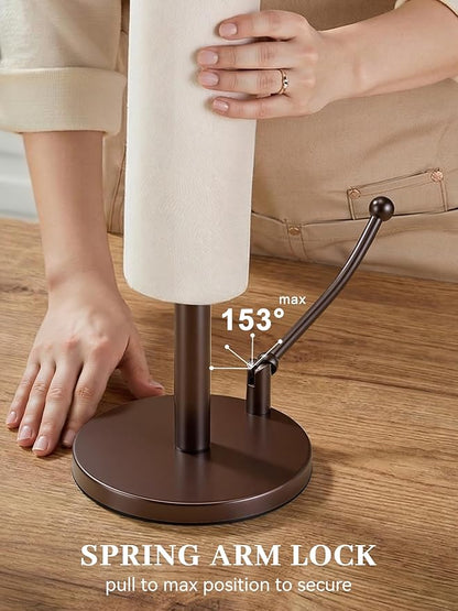 SMARTAKE Paper Towel Holder, Paper Towel Dispenser Standing Weighted Base Non Slip, Spring Arm for Easy Tear, Stainless Steel Paper Towel Holder for Home Kitchen Countertop Tabletop, Bronze - Image 8