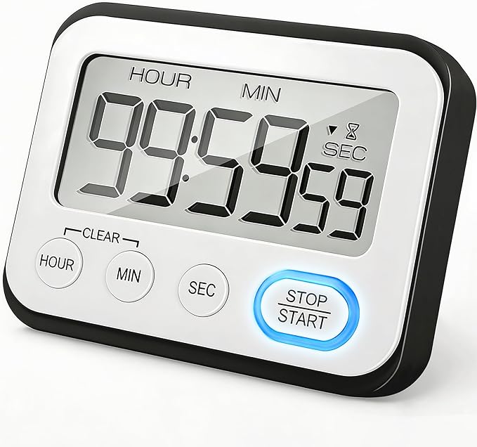 Digital Kitchen Timer Magnetic Loud Alarm, Large LCD Screen Silent/Beeping Multi-Function for Teachers Classroom Kids, Black by VOULOIR
