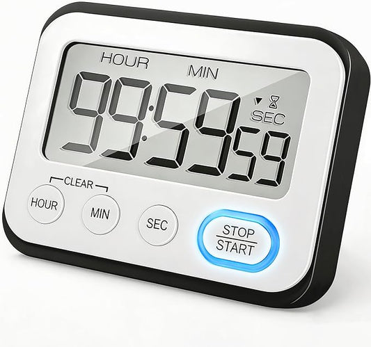 Digital Kitchen Timer Magnetic Loud Alarm, Large LCD Screen Silent/Beeping Multi-Function for Teachers Classroom Kids, Black by VOULOIR