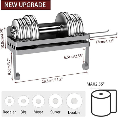 ZUNTO Magnetic Paper Towel Holder for Fridge, Strong Magnet Paper Towel Roll Holder with Spice Shelf and 2 Hooks, No Drilling Kitchen Organizer for Refrigerator, RV, Bathroom, Gray - Image 4