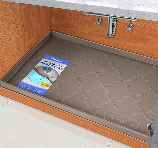 SIKADEER 25" x 19" Under Sink Mat Waterproof, Silicone Mat Kitchen Drawer Shelf and Cabinet Liner, Sink Protector for Kitchen Organizers and Storage, Boot Tray Pet Food Mats by SIKADEER