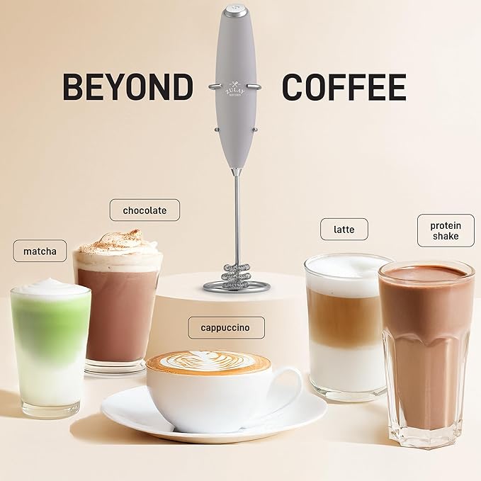 Zulay Kitchen Patented Tornado Triple Whisk Milk Frother with 4 Duracell Batteries – Handheld Foam Maker for Coffee, Lattes, Matcha & Hot Chocolate – Rich, Creamy Froth in Seconds - Steel Gray - Image 3