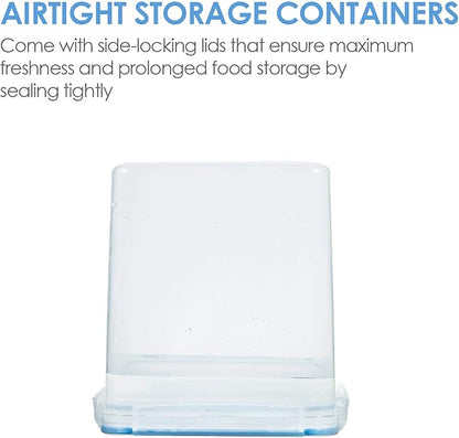 Vtopmart Food Storage Containers 2.5L / 84.5oz, 4 Pieces BPA Free Plastic Airtight Canister for Flour, Sugar, Baking Supplies, with 4 Measuring Cups and 24 Labels, Blue - Image 4