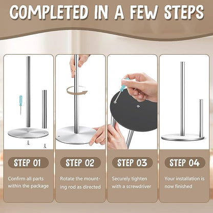 Paper Towel Holder Countertop, Premium Stainless Steel Silver Paper Towel Holder with Anti Slip & Waterproof, Freestanding Countertop Paper Towels Holder for Kitchen, Tabletop, Bathroom - Image 7