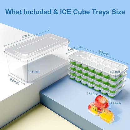 Ice Cube Tray, Ice Cube Trays for Freezer 4 Pack with Lid and Bin, Ice Tray Easy-Release, Ice Trays for Freezer Stackable, Silicone Ice Cube Tray for Drinks, Coffee - BPA-Free and Odor-Free - Image 7