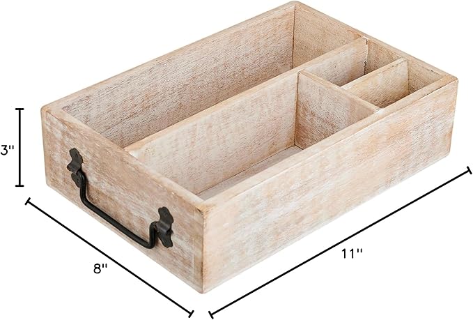 Coffee Station Organizer, Bar Farmhouse Cup Coffee Pod Holder with Handle, Storage Bin for Coffee Tea Bag Stirrer Accessories Organizer for Countertop (White)