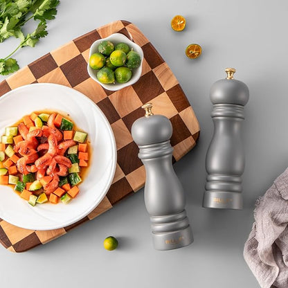 Salt and Pepper Grinder Pepper Mill Grinder Pepper Grinders Shakers Salt Mill Set of 2 with Adjustable Ceramic Rotor 7 Inch Grey - Image 2