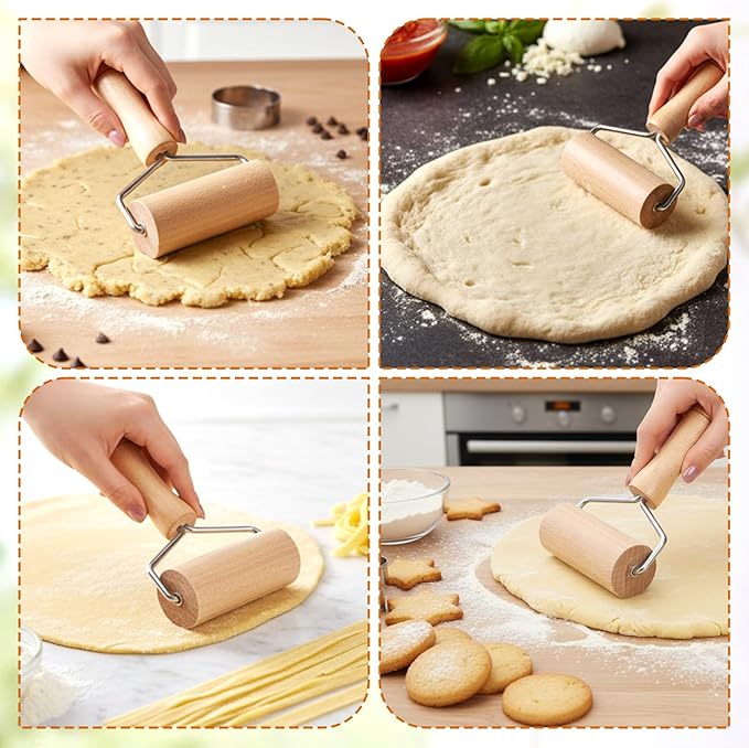 2 Pack Small Rolling Pin Wooden Dough Roller Pizza French Mini Baking roller Set for Cooking Pastry Bread Cookie Dumpling Tortilla Christmas DIY Bake Home Kitchen Utensils Professional