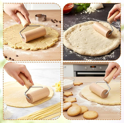 2 Pack Small Rolling Pin Wooden Dough Roller Pizza French Mini Baking roller Set for Cooking Pastry Bread Cookie Dumpling Tortilla Christmas DIY Bake Home Kitchen Utensils Professional