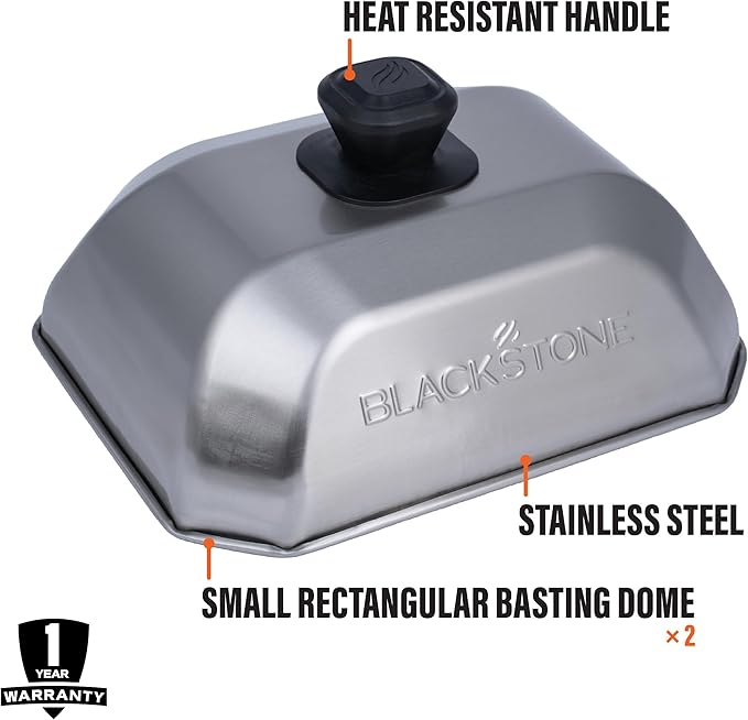 Blackstone 5207 Rectangle Basting Cover Small 2-Pack Griddle Accessories, Stainless Steel, Cheese Melting Dome and Steaming Cover, Best for Use on Flat Top Griddle Grill Cooking Indoor or Outdoor - Image 3