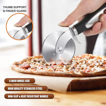 SCHVUBENR Premium Pizza Cutter Wheel - Ultra Sharp Stainless Steel Pizza Slicer with Non-Slip Soft Grip Handle - Multi-Purpose Cutter for Pizza, Dough & Pastry - Dishwasher Safe, Easy to Clean - Black - Image 3