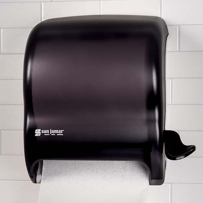 San Jamar Classic Element Paper Towel Dispenser Wall-Mounted Commercial Roll Dispenser, Fits All Core Sizes with Lever for Bathroom, Kitchens, and Restaurants, Plastic, Universal Paper, Black Pearl - Image 9