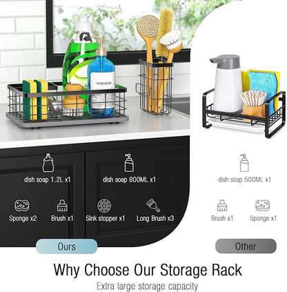 Kitchen Sink Caddy Organizer, [Stay-Dry Anywhere & No Drainage Needed] Sponge Holder for Kitchen Sink Countertop,Stainless Steel with Rust-Resistant Coating-10.24" L x 6.5" W x 5.83" H - Image 5