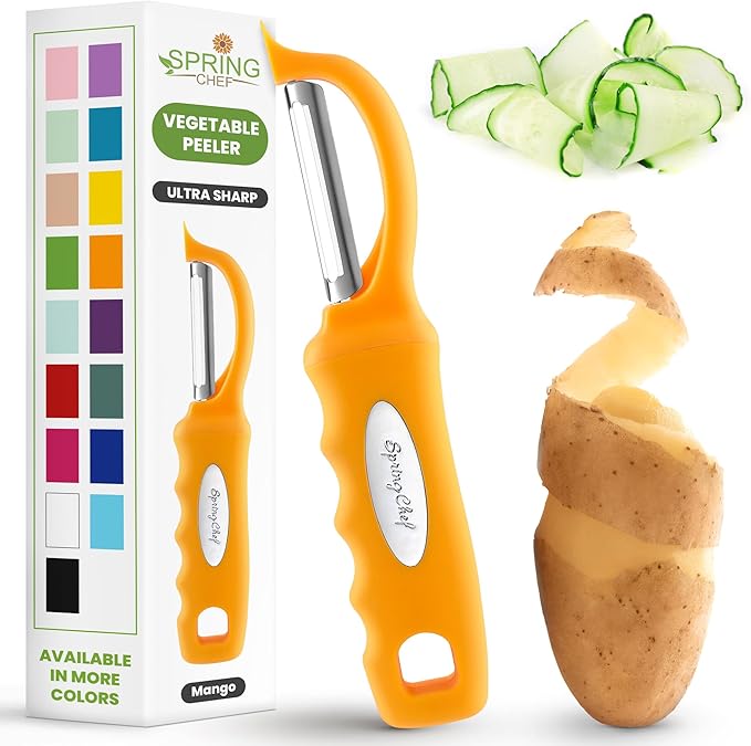 Spring Chef Premium Swivel Vegetable Peeler, Soft Grip Handle and Ultra Sharp Stainless Steel Blades - Perfect Kitchen Peeler For Veggie, Fruit, Potato, Carrot, Apple - Mango by SpringChef