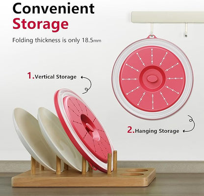 WVM Microwave Splatter Cover Vented for Food with Hook Hole, Splatter Guard & Colander Kitchen Gadget for Food, Meal Prep, Red - Image 4