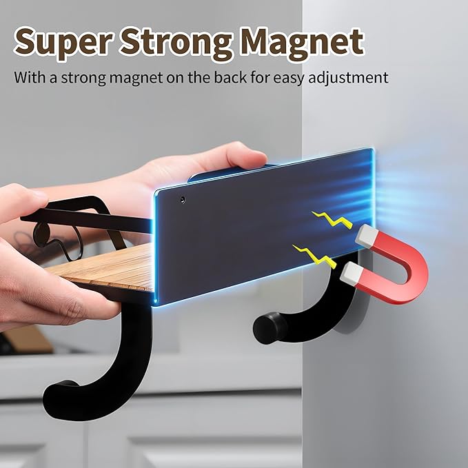 SUNTECH Magnetic Paper Towel Holder for Fridge, Black Kitchen Roll Holder with Shelf Wall Mount, Magnetic Spice Rack Organizer with Funny Memes for Kitchen, RV, Garage - Image 2