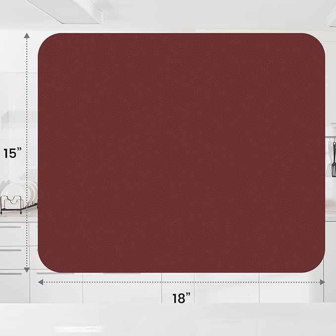 WISELIFE Dish Drying Mat Super Absorbent Drying Mat Large Dish Drying Mats for Kitchen Counter Easy Clean Dish Mat Kitchen Drying Mat15"x 18" Classic Red - Image 3