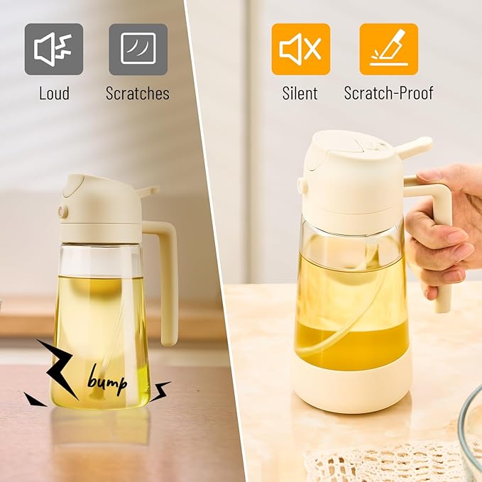 PARACITY 2 in 1 Oil Dipenser Bottle with Silicone Bottom (White-2PCS) - Image 2