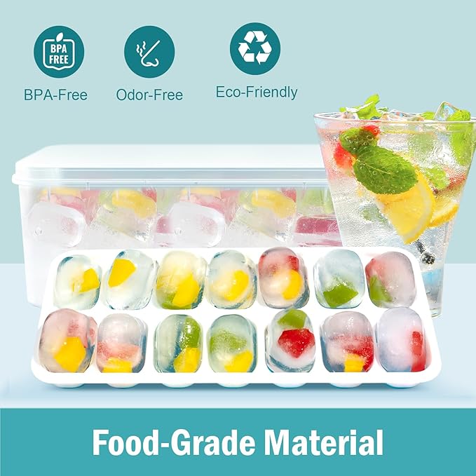 Ice Cube Trays for Freezer Ice tray - Easy to Release Silicone Ice Trays with Spill-Resistant Lids, Reusable Ice Cubes,Stackable and BPA-Free, Perfect for Cocktails, Baby Food, and Iced Coffee - Image 2