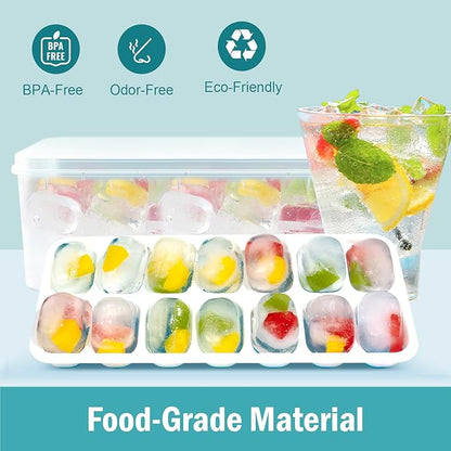 Ice Cube Trays for Freezer Ice tray - Easy to Release Silicone Ice Trays with Spill-Resistant Lids, Reusable Ice Cubes,Stackable and BPA-Free, Perfect for Cocktails, Baby Food, and Iced Coffee - Image 2
