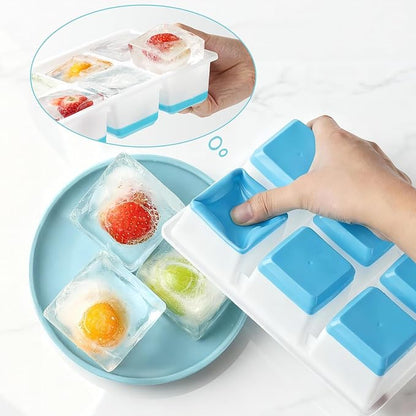 Large Ice Cube Trays 2 Pack, Easy Release 2.4" Super Big Ice Cubes, Stackable Ice Trays for Freezer, Silicone Cocktail, Whiskey Ice Cubes Mold with Lid, Dishwasher Safe - BPA Free - Image 2