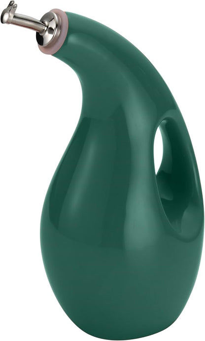 Rachael Ray Solid Glaze Ceramics EVOO Olive Oil Bottle Dispenser with Spout - 24 Ounce, Dark Green - Image 2