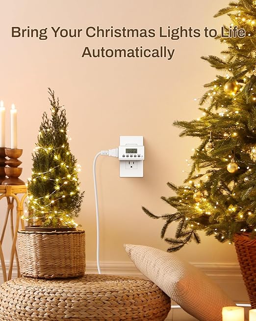 BN-LINK Indoor Digital Timer Outlet,24 Hour Light Timer Easy Programmable,Mini 2 Prong Plug in Timers for Electrical Outlets,Lamps,Fans,2 On/Off Programs,2 Pack,15A/1875W, ETL Listed - Image 7