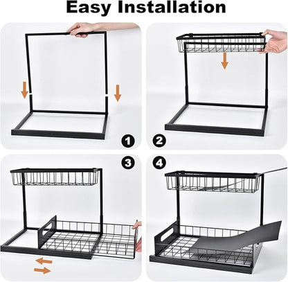 REALINN Under Sink Organizer, Pull Out Cabinet Storage 2 Tier Slide Out Sink Shelf, Kitchen Organizers and Storage, Black, 1 Pack - Image 7