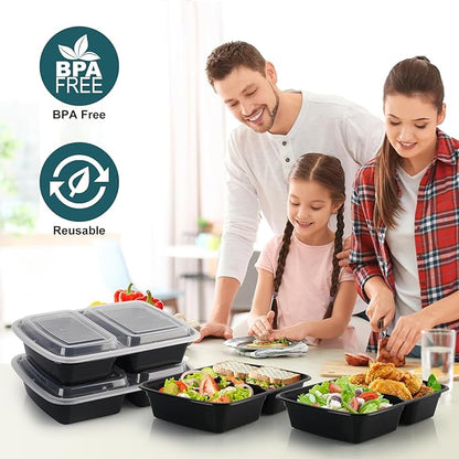 WGCC Meal Prep Containers 2 Compartment- 50Pack 30OZ Food Prep Containers With Lids, Disposable To Go Food Containers, Take Out, Stackable, Leakproof & Food Safe, Microwave, Freezer, Dishwasher Safe - Image 3