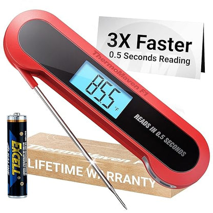 Professional 3X Faster 0.5sec Instant Read Meat Thermometer Digital, High Accuracy ±0.5°F, IP67 Waterproof, Auto Wake/Sleep & Rotate Display, NSF & NIST Certified, Backlight Fry Oil Candy Thermometer by ThermoMaven