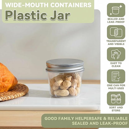 novelinks 4 oz Small Plastic Jars with Lids, 20 Pack Mini Plastic Mason Jars with Lids 4oz, Craft Storage Containers & Canning Jars & Small Spice Jars for Kitchen Organization (20 Pack,Silver) - Image 3