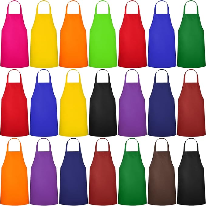 Foaincore Bib Aprons, Unisex Apron No Pocket Bulk Machine Washable Plain Aprons for Women Men Chef Kitchen Drawing by Foaincore