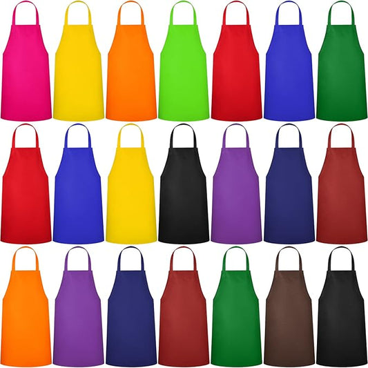 Foaincore Bib Aprons, Unisex Apron No Pocket Bulk Machine Washable Plain Aprons for Women Men Chef Kitchen Drawing by Foaincore