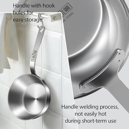 18/10 Stainless Steel Butter Warmer, 13.5 fl oz (400ml), Ideal for Heating Milk, Butter, Sauces, Baby Food, Coffee, Chocolate, Egg Pan, Compatible with Induction & Gas Stovetops