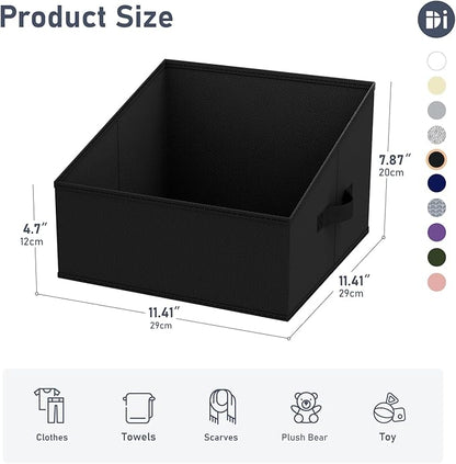 DIMJ Trapezoid Storage Bins for closet shelves, Closet Organzier Bins with Handle, Foldable Closet Storage Bins Basket, Closet Organizers and Storage for Toys, Books, 6 Packs, Black - Image 2