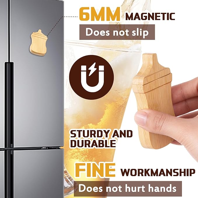Vesici 24 Pcs Magnetic Wood Bottle Opener 2.5" DIY Bamboo Baby Bottle Shape Beer Opener Baby Shower Favors Wooden Beer Openers Fridge Refrigerator Magnet Gift for Guests Wedding Party Souvenirs - Image 3