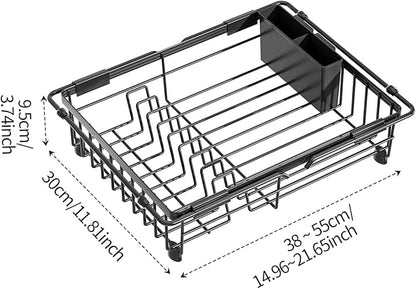 Expandable in Sink Dish Drying Rack - Adjustable Capacity Over The Sink Dish Drainer Drying Rack with Utensil Holder for Kitchen Counter, Drying Rack for Small Space,14.37“-21.06”L x 11.81“W x 3.74”D - Image 2