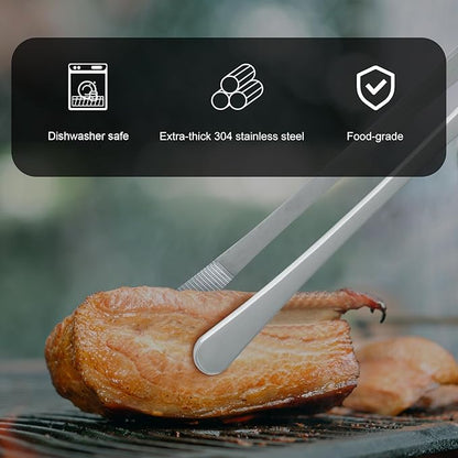 HOTEC Kitchen Tweezers Tongs Stainless Steel Professional Chef Tweezers, Set of 2-12inch Extra-Long Food Tongs for Cooking,Grill and Baking - Image 3